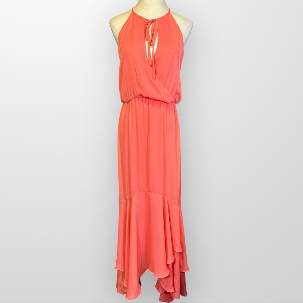 NWT Parker ‘Francesca’ Tiered Ruffle Maxi Dress in “Marmalade” Coral Pink Sz XS